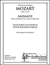 Symphony No. 35, Haffnner K. 385 - Andante for B-flat Clarinet and Piano P.O.D. cover